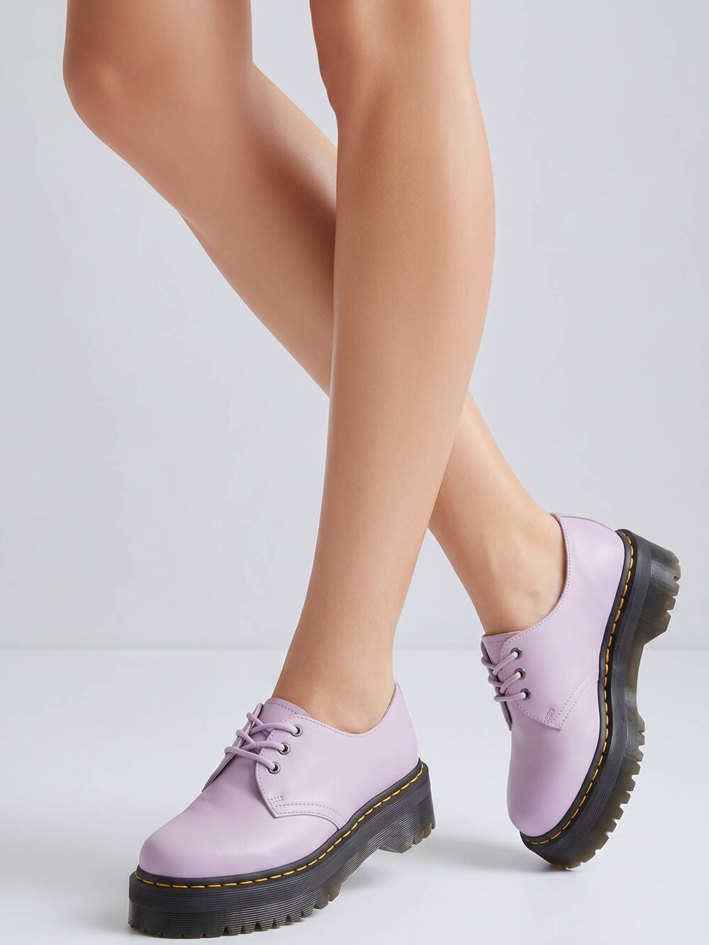 ☔️🩵NIB Dr. Martens Lilac Quad II Pisa Leather Platform 1461 Oxfords Size 8